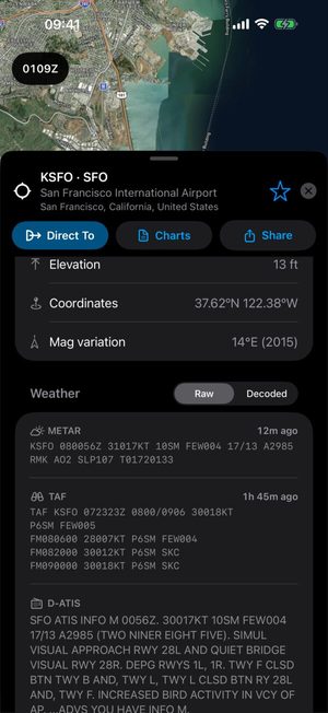 KSFO METAR, TAF and D-ATIS
