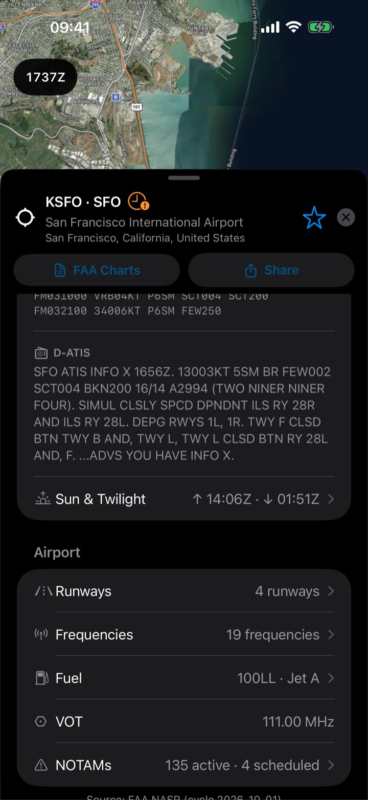 METAR, TAF and D-ATIS for KSFO